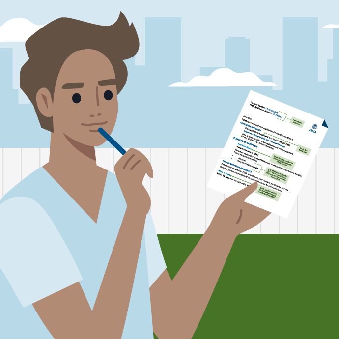 Illustration of a person reading a letter
