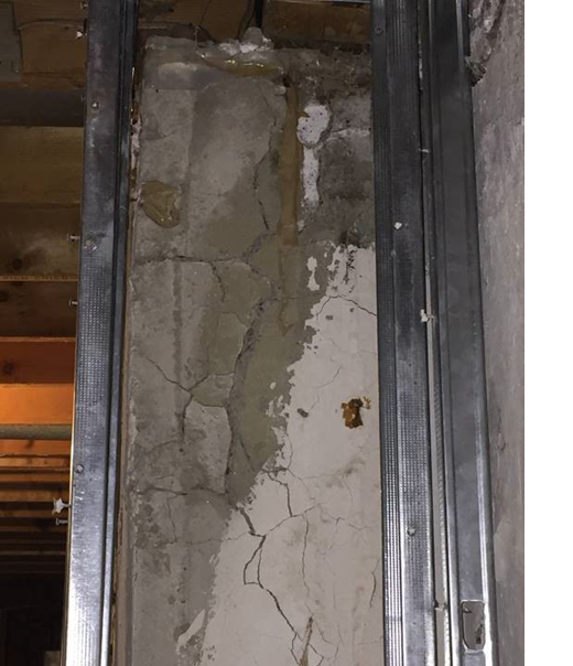 A crumbling foundation caused by the presence of pyrrhotite.