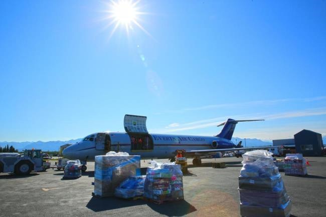 A plane restocking. 