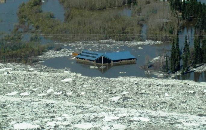 Aerial view of flooding