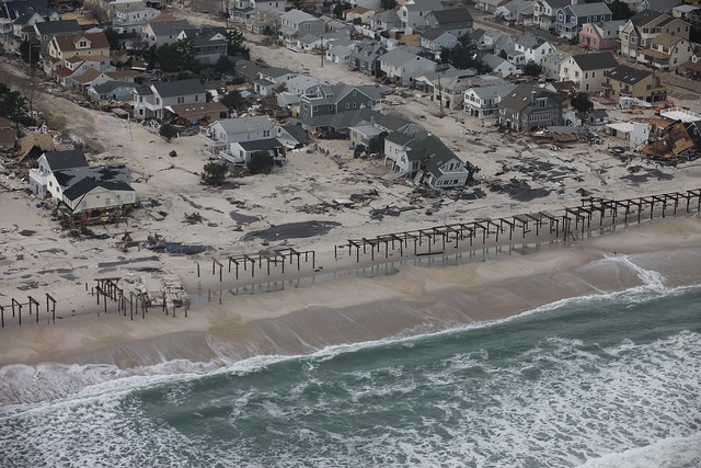 damaged homes along the shore