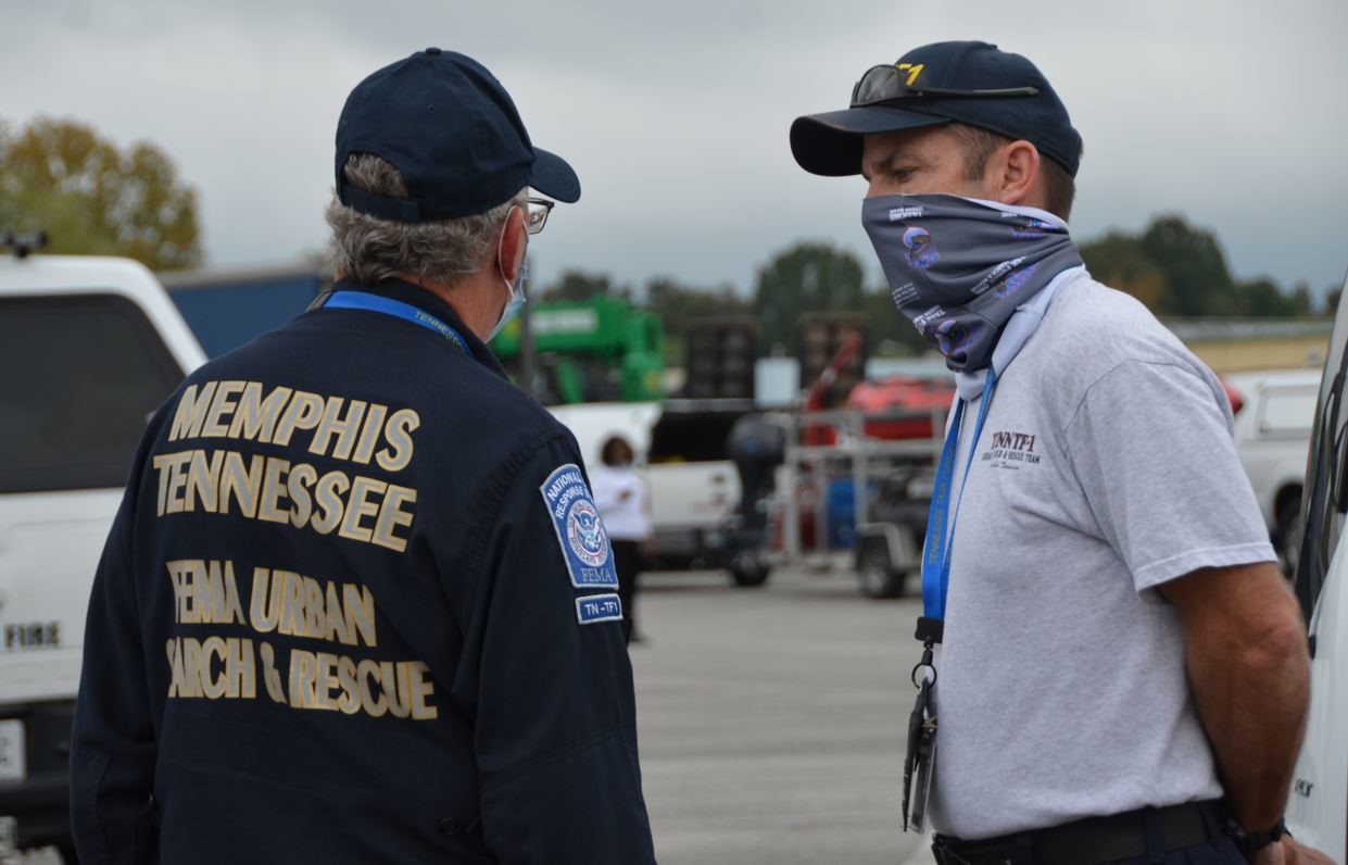 Urban Search and Rescue teams from Florida, Indiana, Missouri, Ohio and Tennessee arrive in Baton Rouge, Louisiana, to begin staging and preparing for operations following Hurricane Delta.