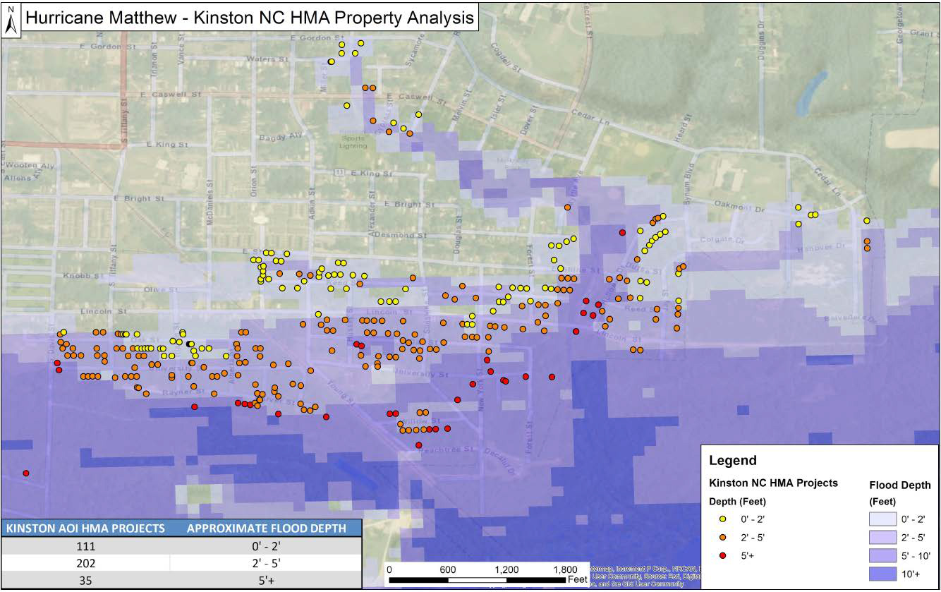Map of Hurricane Matthew - Kinston, North Carolina HMA Property Analysis
