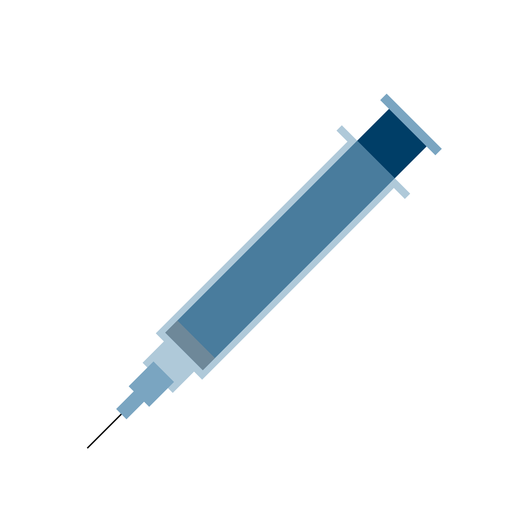 a blue vaccine needle 