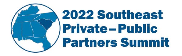 2022 Southeast Private-Public Partners Summit Logo. TN, SC, NC, GA, FL, MS, AL, KY states in circle