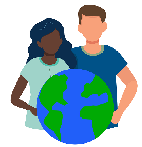 two people holding the earth