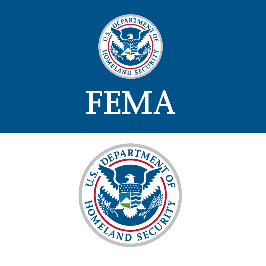 A graphic showing the FEMA and DHS logos.