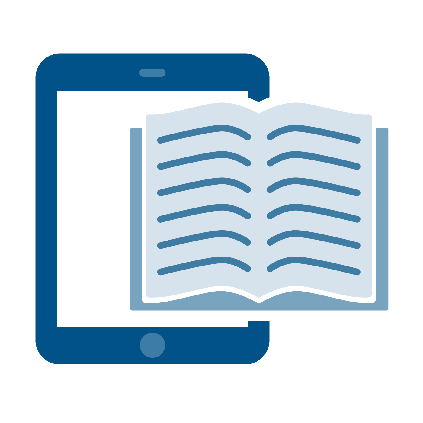 Illustration of an open book on top of an iPad
