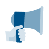 Illustration of a hand holding a megaphone