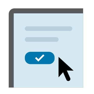 Illustration of computer screen with a cursor hovering over a submit button