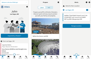 Screenshots from new FEMA App