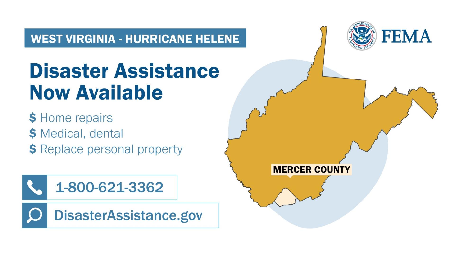 West Virginia - Hurricane Helene - Disaster Assistance Available