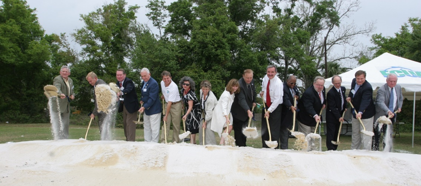 ECUA, state, and local leaders break ground at the new CWRF site. Source: ECUA. 
