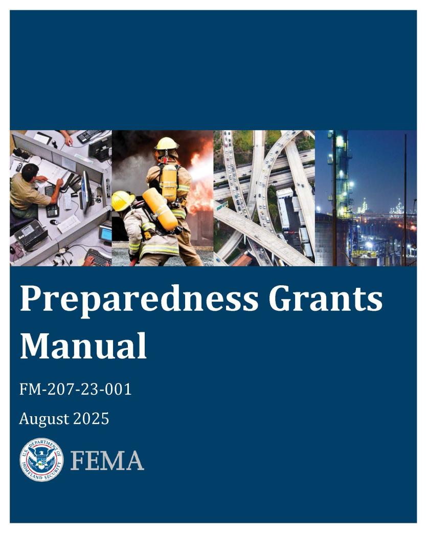 Preparedness Grants Manual Cover Page FM-207-23-001 August 2025
