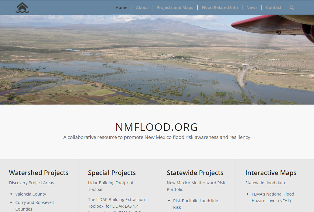 Screenshot of the New Mexico Flood Map Website