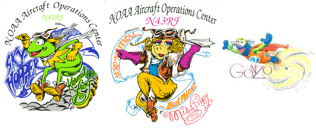 Kermit, Miss Piggy and Gonzo grace the nose of several NOAA hurricane hunter aircraft.
