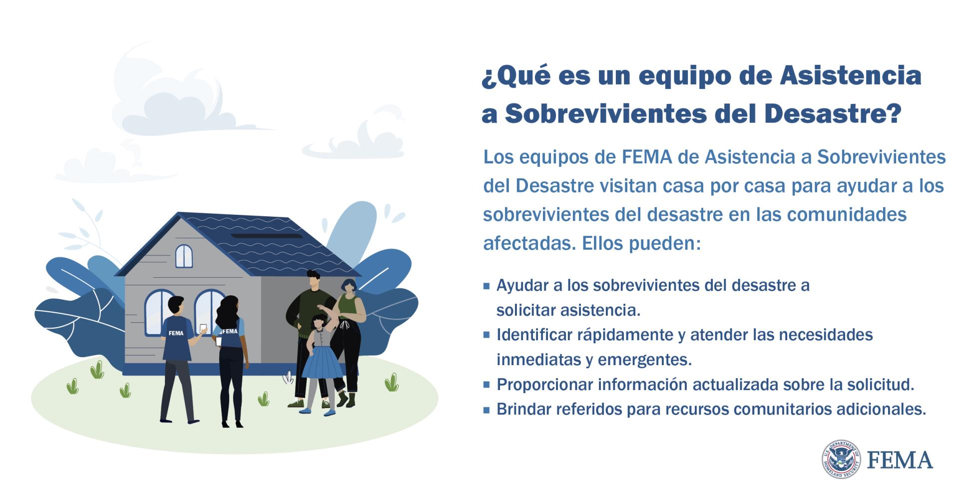 What is a Disaster Survivor Assistance Team? Graphic - Spanish