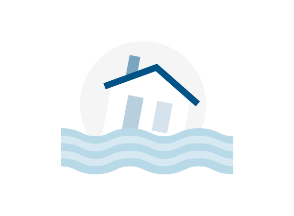 Icon of a house being flooded
