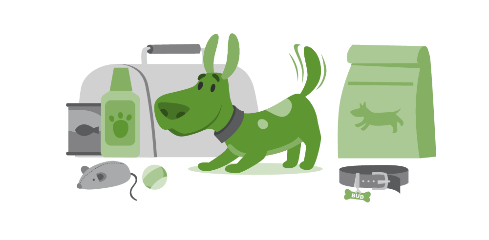 Happy smiling green dog