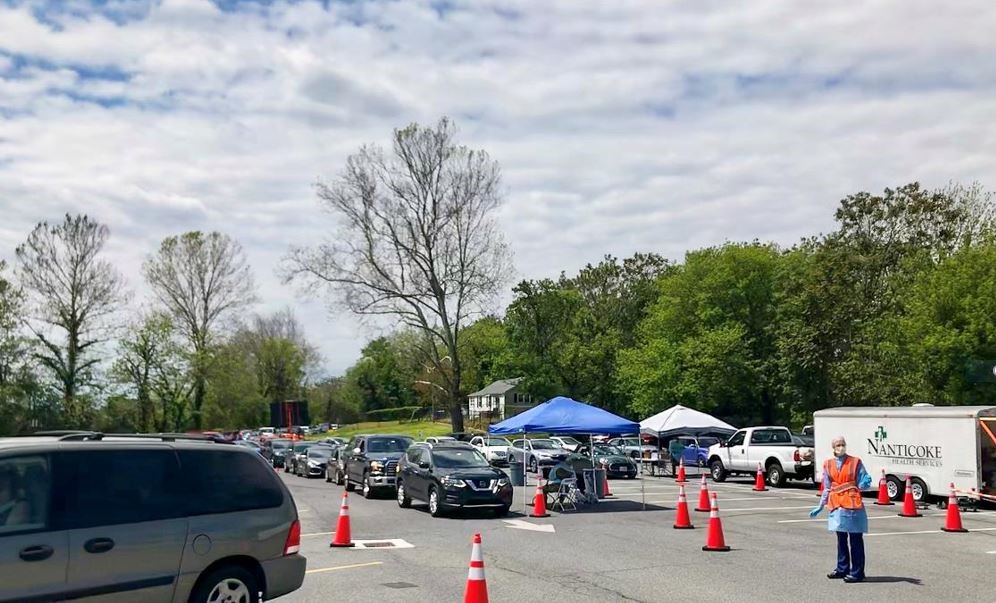 Cars in a line outside