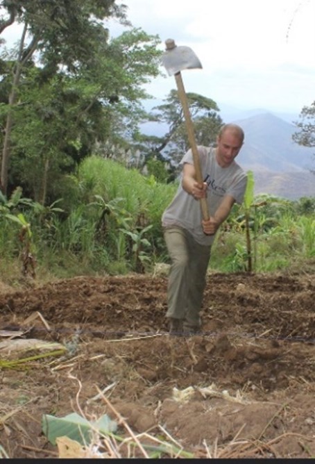 Thompson working in a small rural village during his Peace Corps experience.