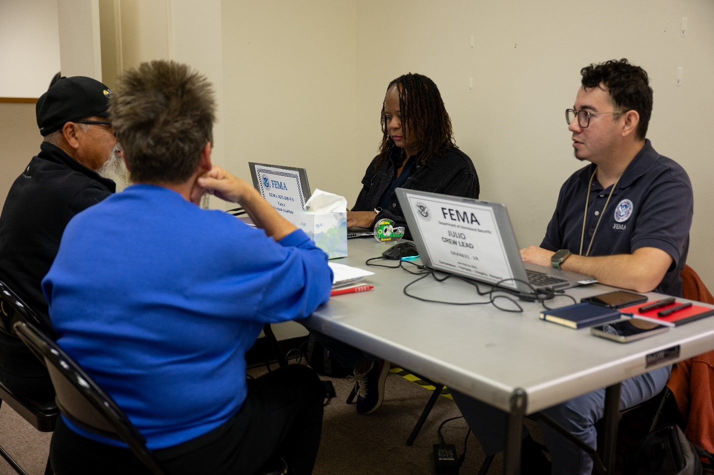FEMA staff assisting survivors on Oct. 11, 2024, at the Disaster Recovery Center in Independence, Va. (FEMA photo by Nicholas Monteleone)