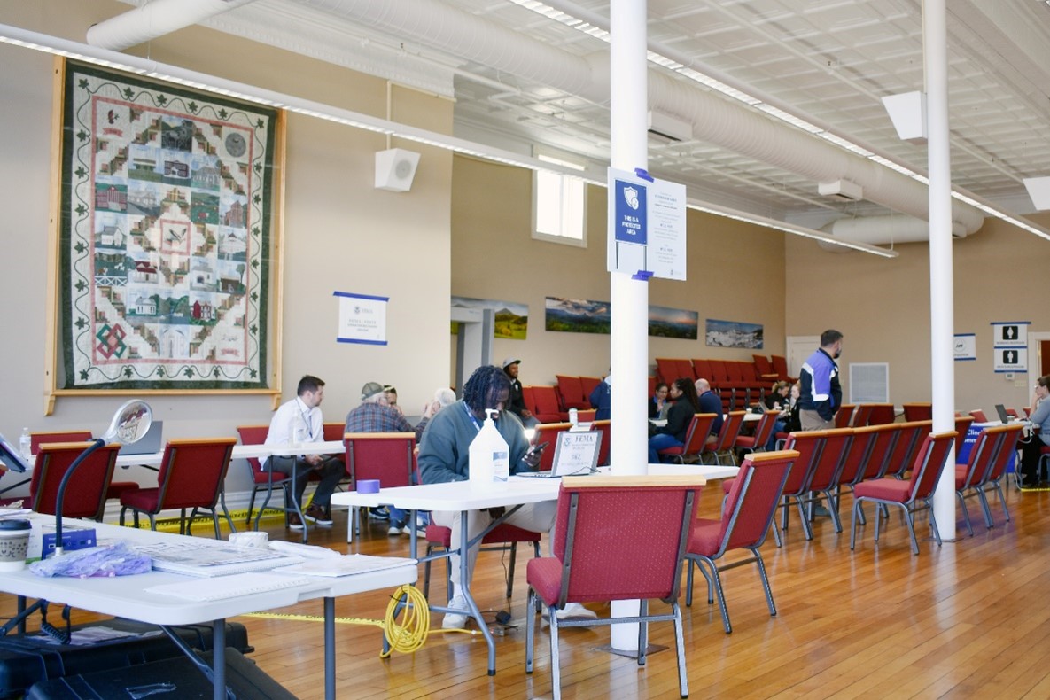 The Tazewell, Va. DRC has staff from FEMA, Small Business Administration (SBA), Virginia Emergency Management Department, the Virginia Employment Commission, Virginia Department of Health with Clinch Valley Community Action. Photo: Phil Maramba / FEMA