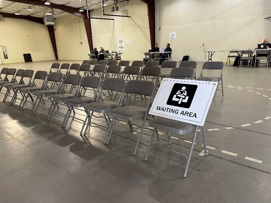 Waiting area at the DRC in Dublin, Va. Photo: Kelly Magarity / FEMA 