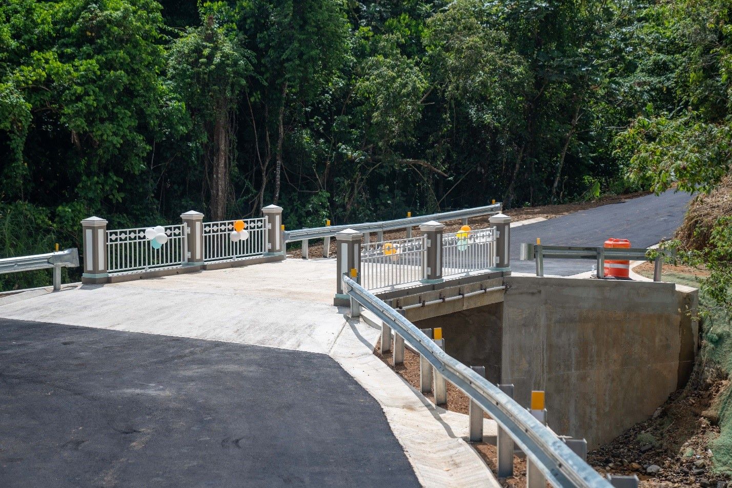 Repaired road and bridge in the municipality of Barranquitas, PR