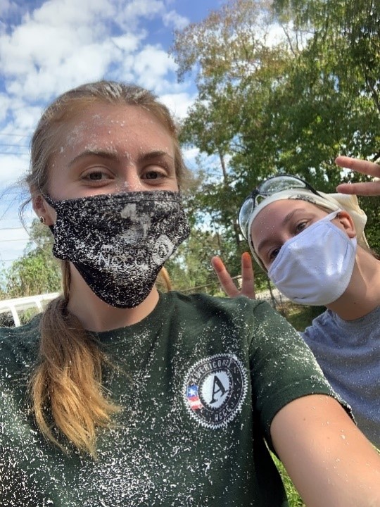 Bailey and former team member renovating damaged homes from Hurricane Harvey in Houston, Texas.