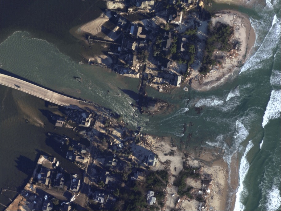 NOAA photo of damage in Mantoloking, New Jersey after Hurricane Sandy in 2012. 