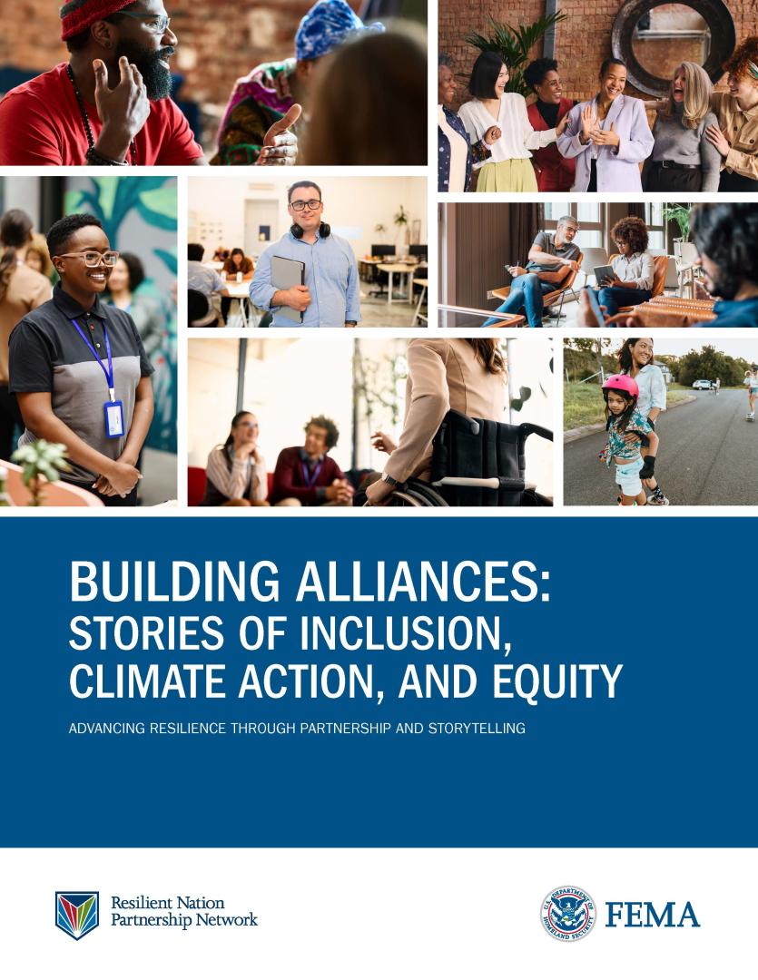 Resilient Nation Partnership Network  Building Alliances: Stories of Inclusion, Climate Action and Equity coverpage