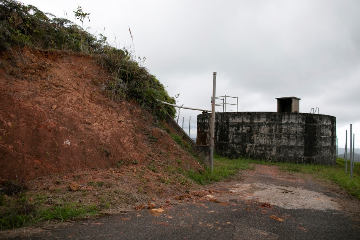 View of landslide adjacent to the water tank