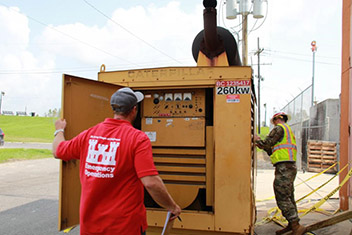 U.S. Army Corps of Engineers support the FEMA-assigned Temporary Emergency Power Mission as part of the Hurricane Ida response in southeastern Louisiana. Servicemen inspect a generator at a water treatment plant. 