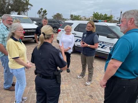 Caption: Punta Gorda, Fla. (Oct. 10, 2024) - FEMA Administrator Criswell (right) with Punta Gorda Mayor Lynne Matthews (left), meeting with local officials on Hurricane Milton recovery.
