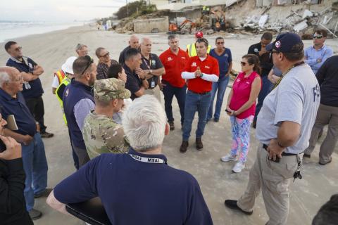 Caption: <p>Daytona Beach Shores, FL, (Nov. 14, 2022) - Emergency Managers from across the government discuss hurricane response plans. Robert Kaufmann/FEMA</p>