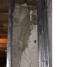 A crumbling foundation caused by the presence of pyrrhotite.