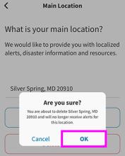 “Are you sure?” pop-up with “OK” button highlighted.