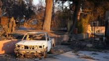 Aftermath of fire in a driveway