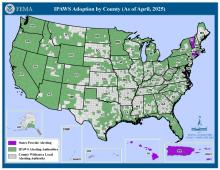 IPAWS Adoption by County Map (As of April 2025)