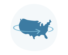 A graphic with the United States and an arrow swirling 