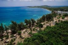Aerial view of the Seven Seas Beach in Fajardo, Puerto Rico