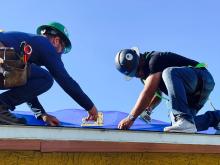 U.S. Army Corps of Engineers install coverings on roofs, as part of the Operation Blue Roof program, to assist Hurricane Ian survivors. Operation Blue Roof is a priority mission that provides homeowners in disaster areas with fiber-reinforced sheeting to cover their damaged roofs until arrangements can be made for permanent repairs