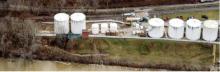 Figure 6: Chemical storage tanks alongside the Elk River near Charleston, West Virginia