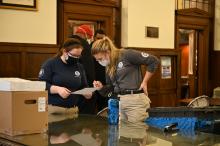 FEMA Corps Staff prepare COVID-19 Testing Stations at the Greater Philadelphia MLK Day of Service Event on January 17th, 2022 at Girard College.