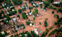 The town of Lyons was flooded by the North and South Vrain Creeks on September 13, 2013. 