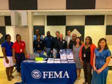 FEMA Interagency Recovery Coordination, Finance and the Virgin Islands Caribbean Area Office gather with partners from the U.S. Economic Development Administration during a workshop for small and minority businesses last week at the Albert A. Sheen campus of the University of the Virgin Islands on St. Croix.